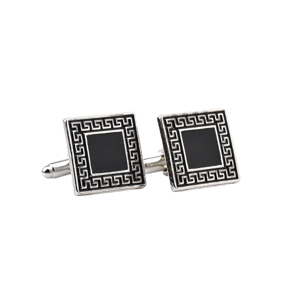 Cufflinks for Men - 1 Pair Vintage Pattern French Cufflinks for Dress Shirts, Classic Style, Silver Color