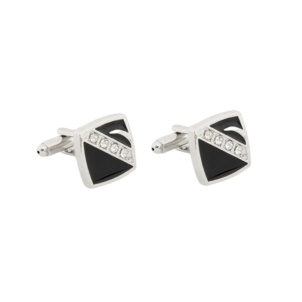 Mens Cufflinks 1 Pair Striped Diamond Cufflinks for French Shirt in Silver Tone, Classic Formal Accessories