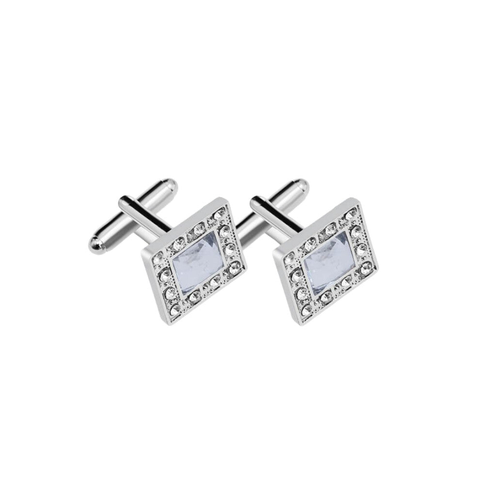 Cufflinks for Men, 1 Pair Square Diamonds, Elegant Cufflinks for French Suits, Silver-colored