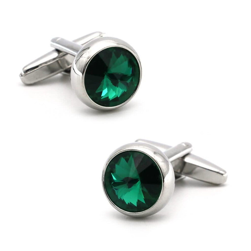 Cufflinks Crystal Green Stone Wedding Cufflinks for Men Formal Wear Party Accessories