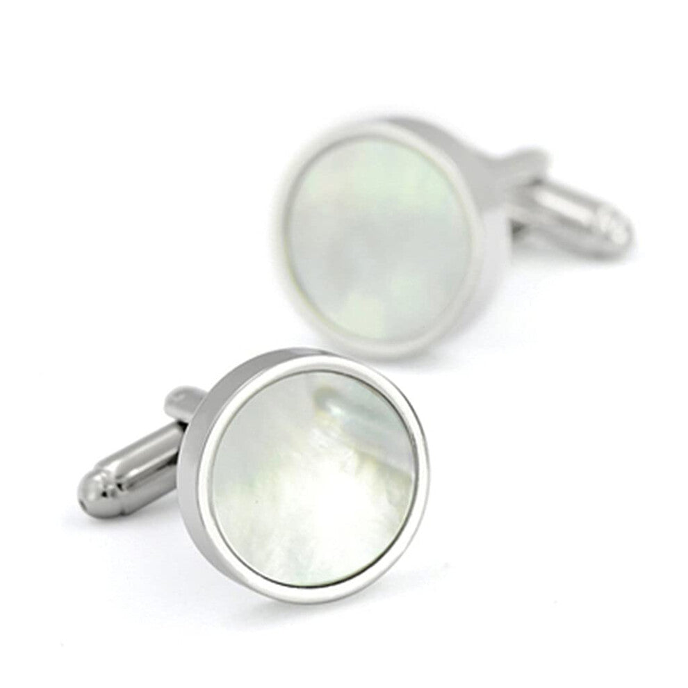 Classic Copper Cufflinks in White with Shells for Men, Wedding, Party, Suit, Dress Shirt, Unique Elegance
