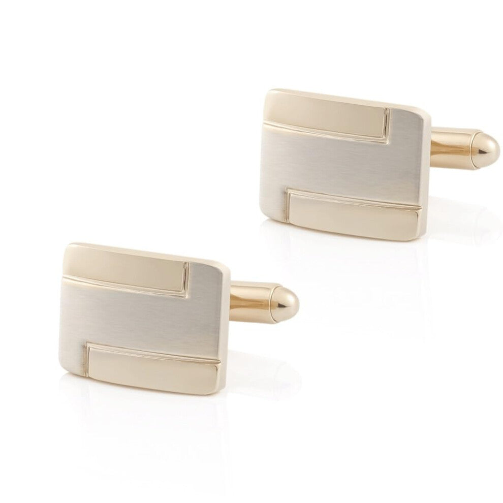 Galvanized Metal Cufflinks in Gold and Silver, Brushed Finish French Cufflinks for Men, Elegant Accessories