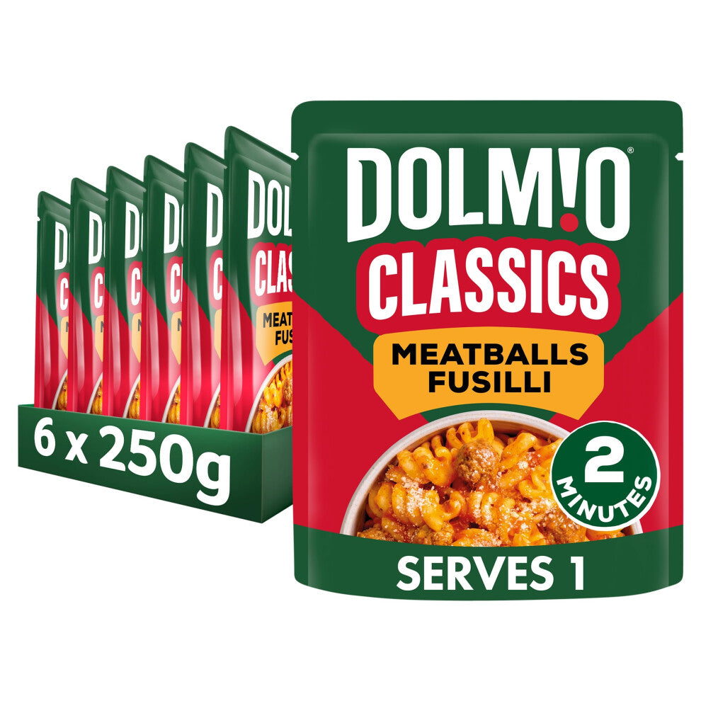 Dolmio Classics Meatballs Fusilli ready in 2 minutes Pasta Ready Meal serves 1 multipack 6x 250g