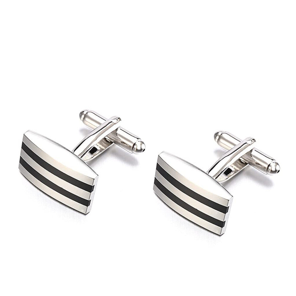 Mens Suit Shirt Accessories Black Agate Cufflinks Copper Plated Custom Elegance Silver Color Size As Shown