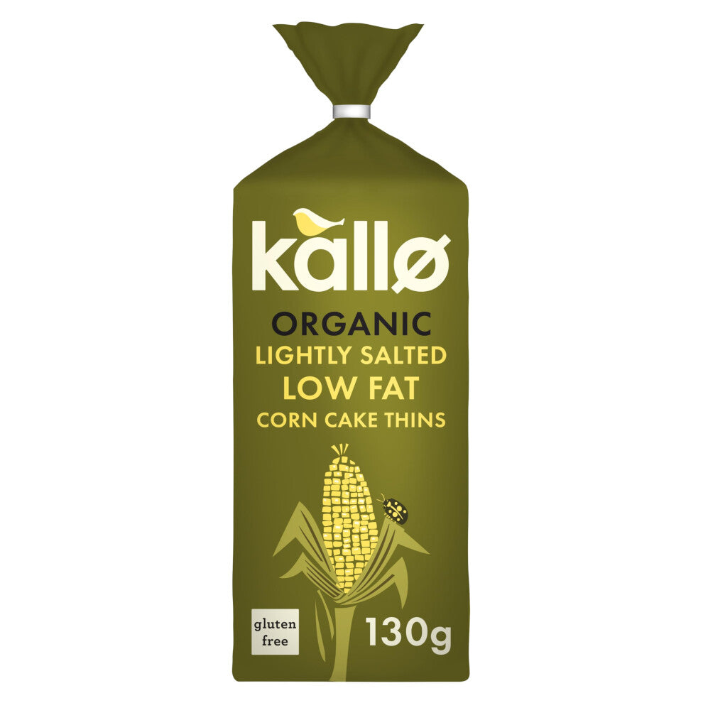 Kallo Organic Corn Cake Thins Lightly Salted - 12 x 130g