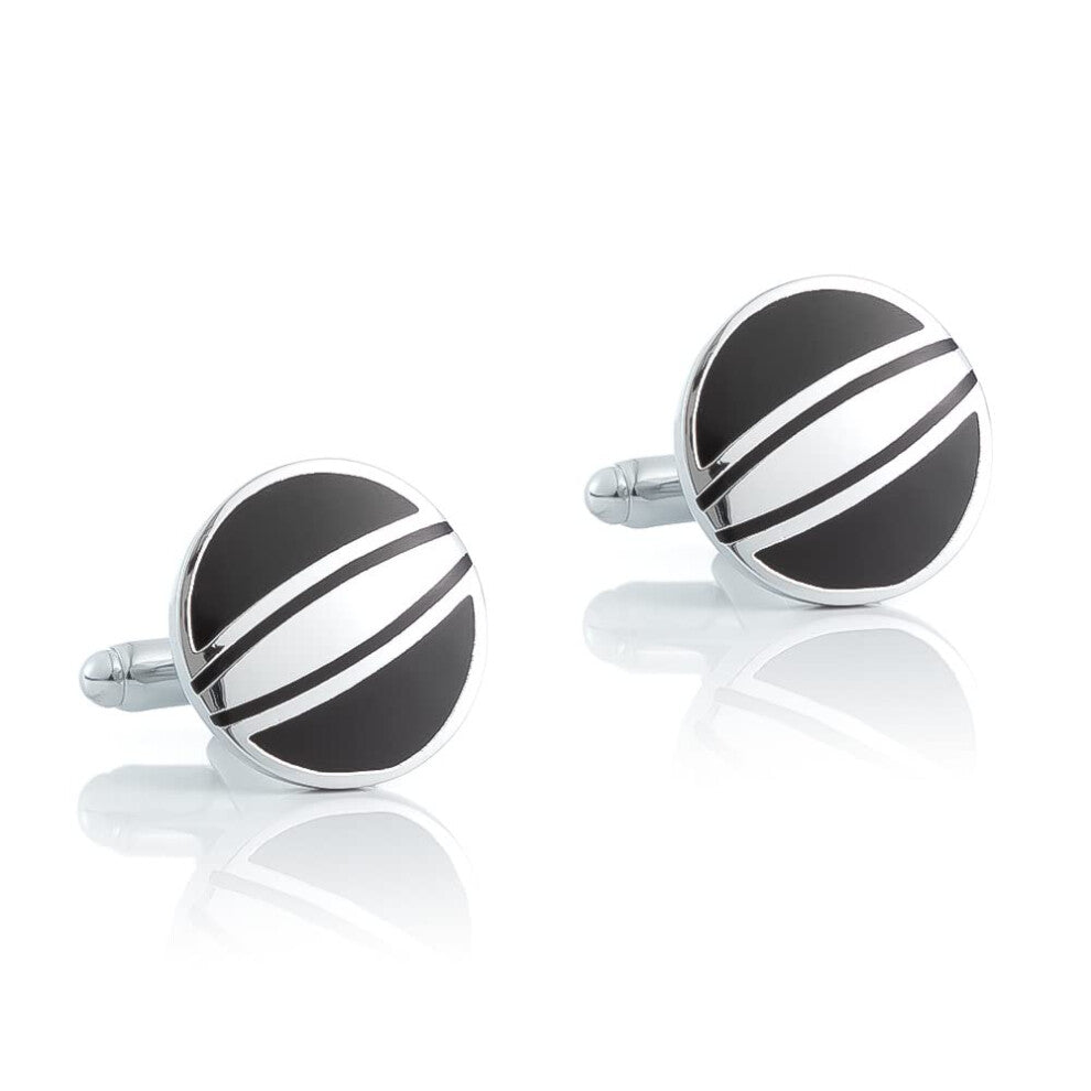 Jewelry Cufflinks Men's Shirt Cufflinks Classic Round Baked Enamel French Cufflinks for Formal Attire, Silver Color