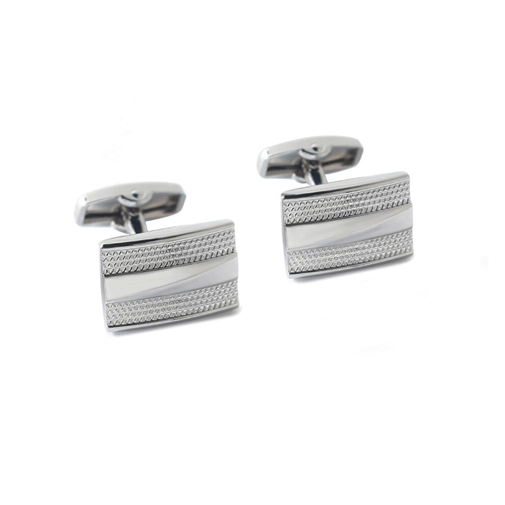 Rectangular Gold and Silver Cufflinks for Men, Galvanized, Gray, One Size Fits All, Durable and Stylish Design