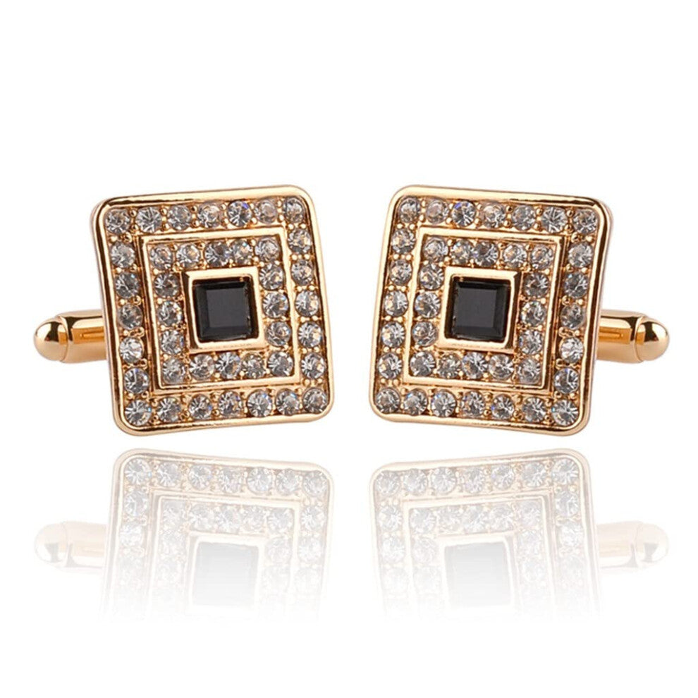 Fashion Rhinestone Square Enamel Cufflinks for Men, Classic French Shirt Business Accessories, Stylish Dress Wear