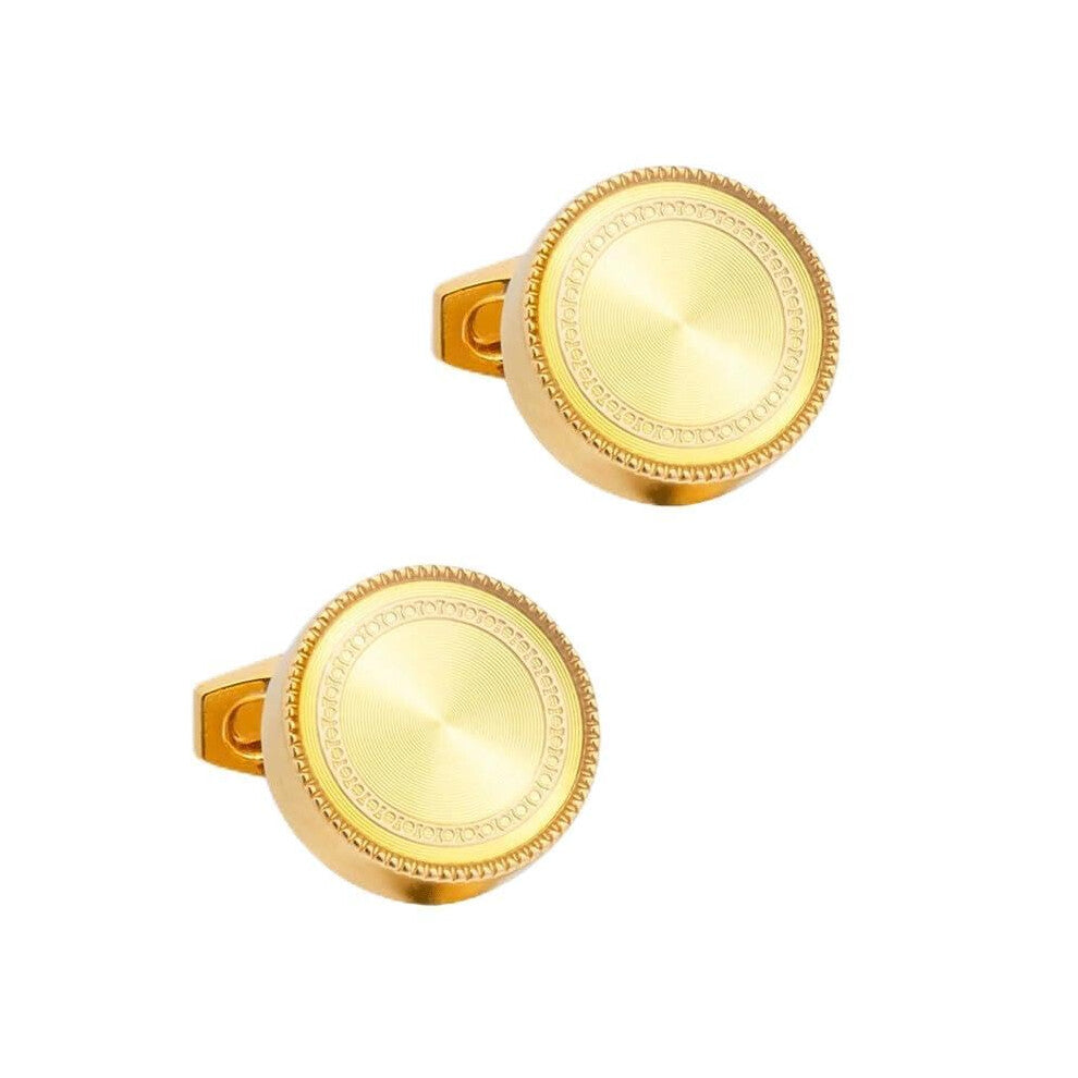 Round CD Piece Enameled Metal Cufflinks for Men, Grey Color, One Size, Stylish Accessories for Dress Shirts