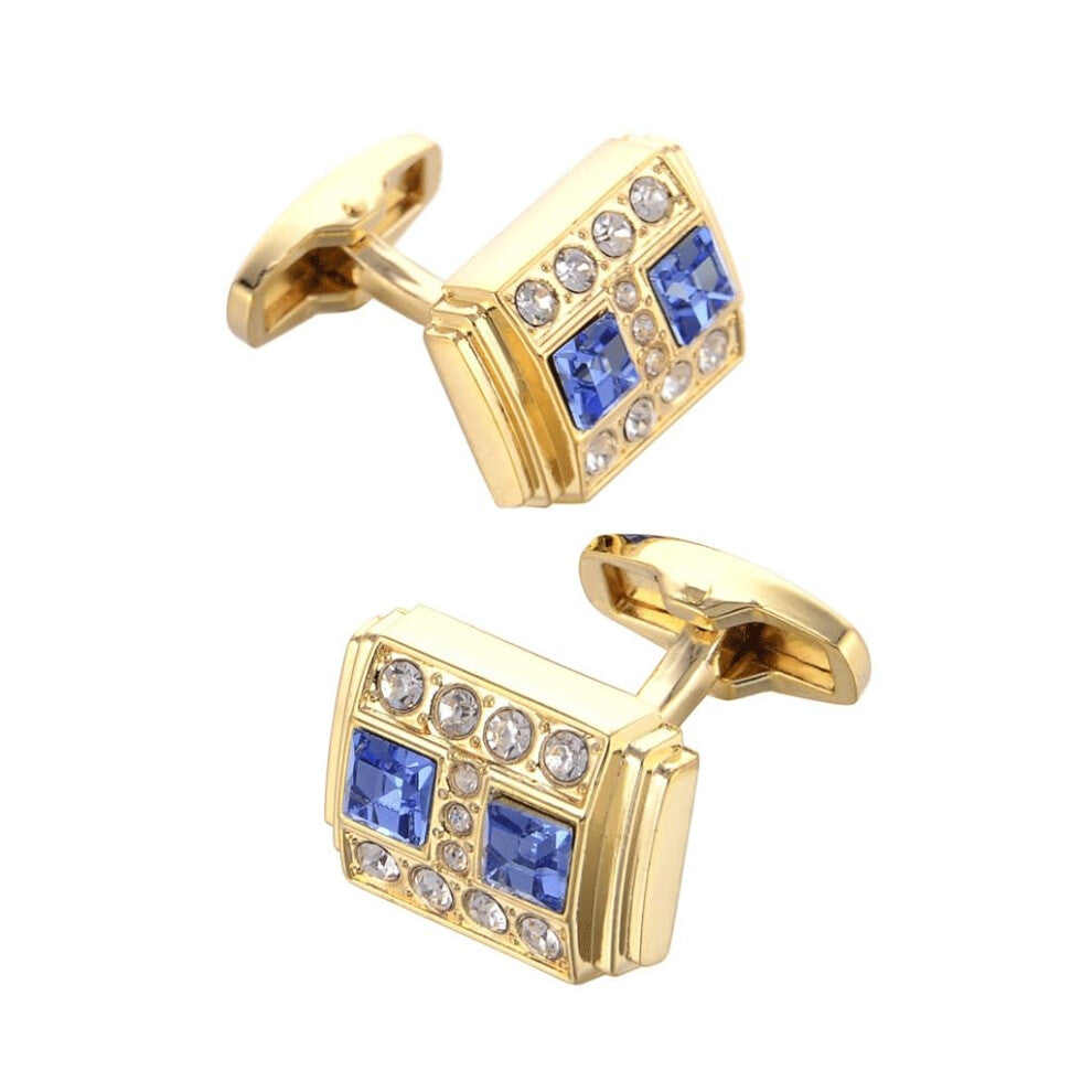 Galvanized Crystal Gold Cufflinks for Men's Suits, Shirt Accessories, Grey, One Size Fits All