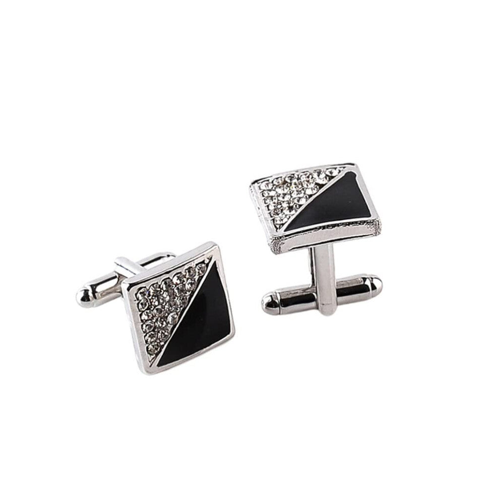 Cufflinks for Men Classic Rhinestone Square Cufflinks Alloy for Weddings and Office Suit Accessories
