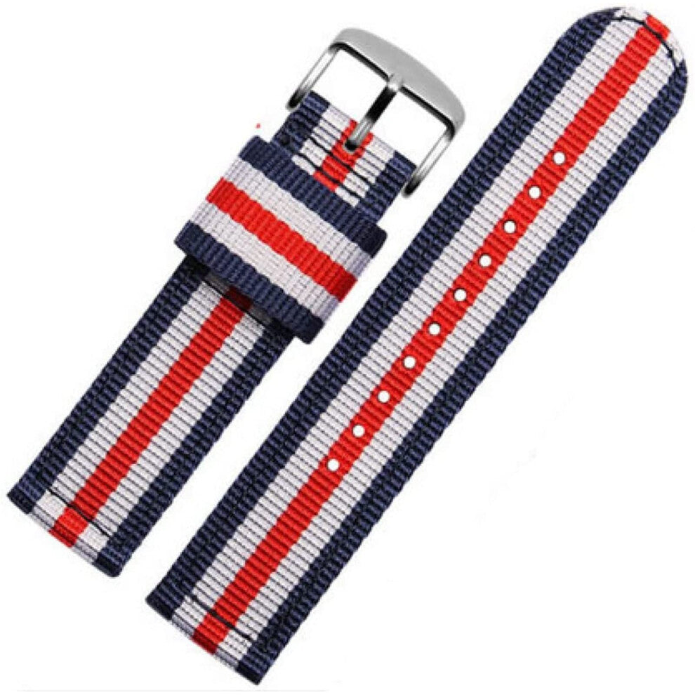 Premium Nylon Watch Band with Stainless Steel Buckle, Compatible with 18mm 20mm 22mm 24mm Watches, Color V, Size 22mm