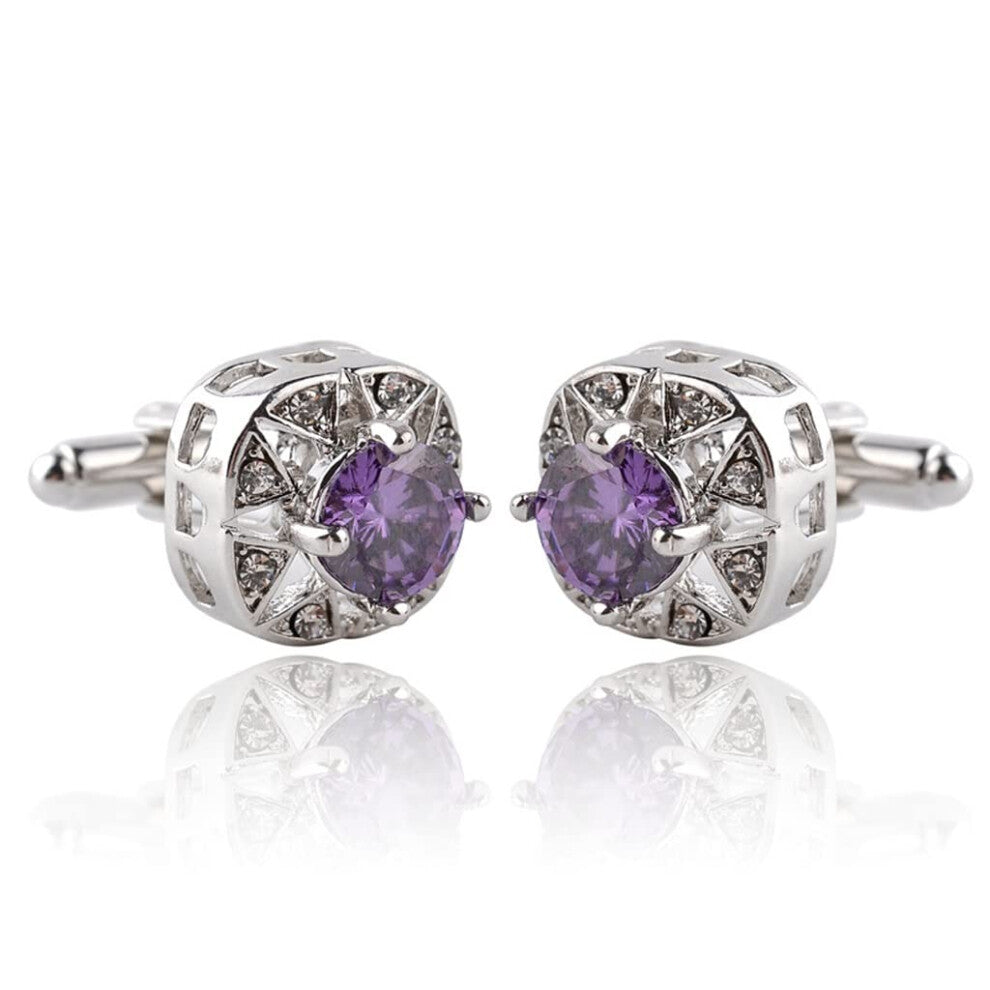 Crystal Cufflinks for Men, Optional 2 Colors, Rhinestone Design, Fits All Dress Shirt Sleeves