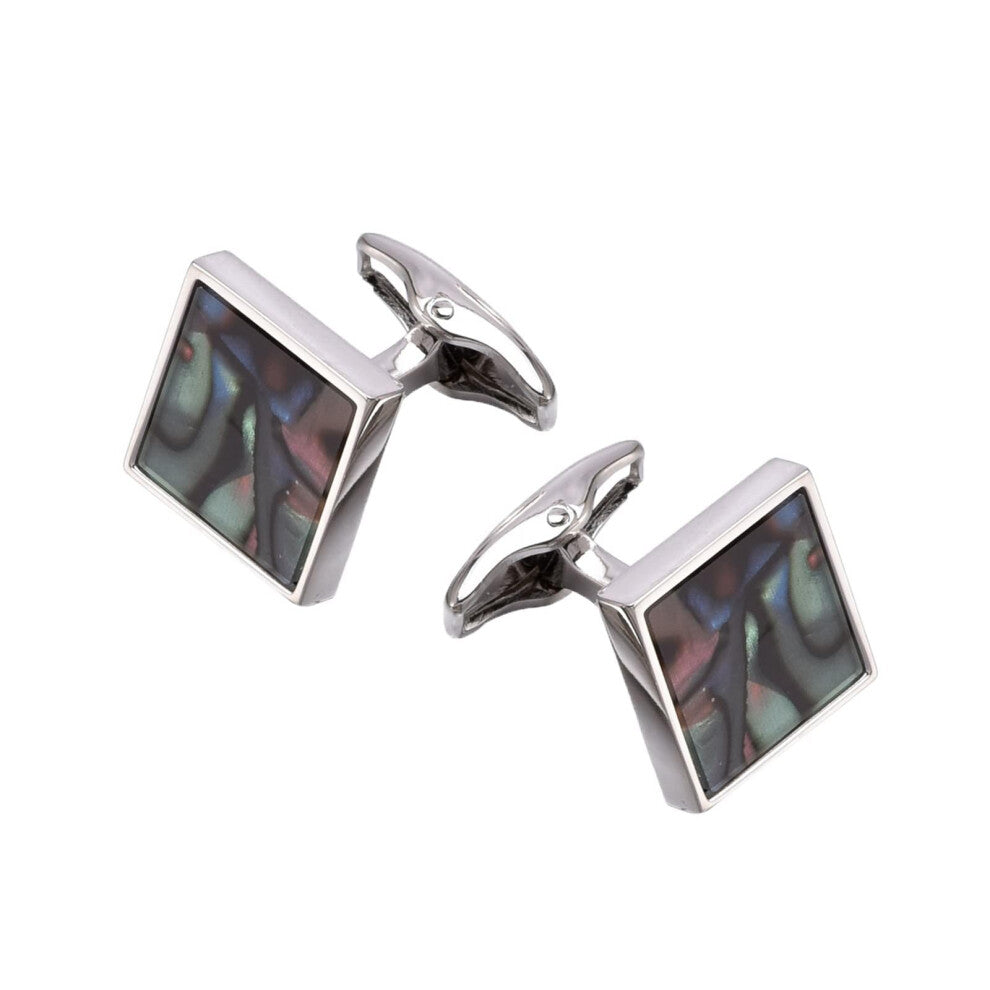 Abalone Shell Cufflinks for Shirts in Silver-Gold - Elegant Wedding Gifts for Men, Stylish Accessory Set