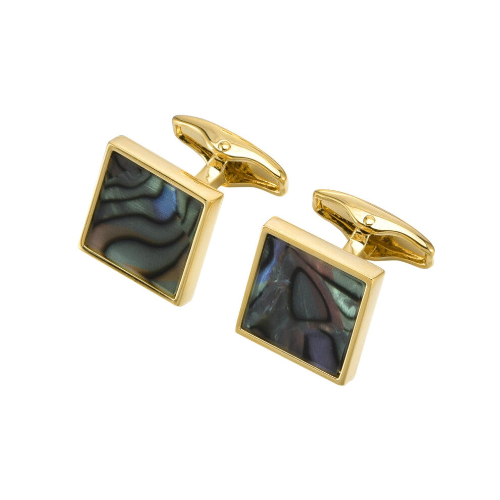 Cufflinks for Engraving, Copper and Silver with Abalone Shell Inlay, Stylish 4mm Size Cufflinks