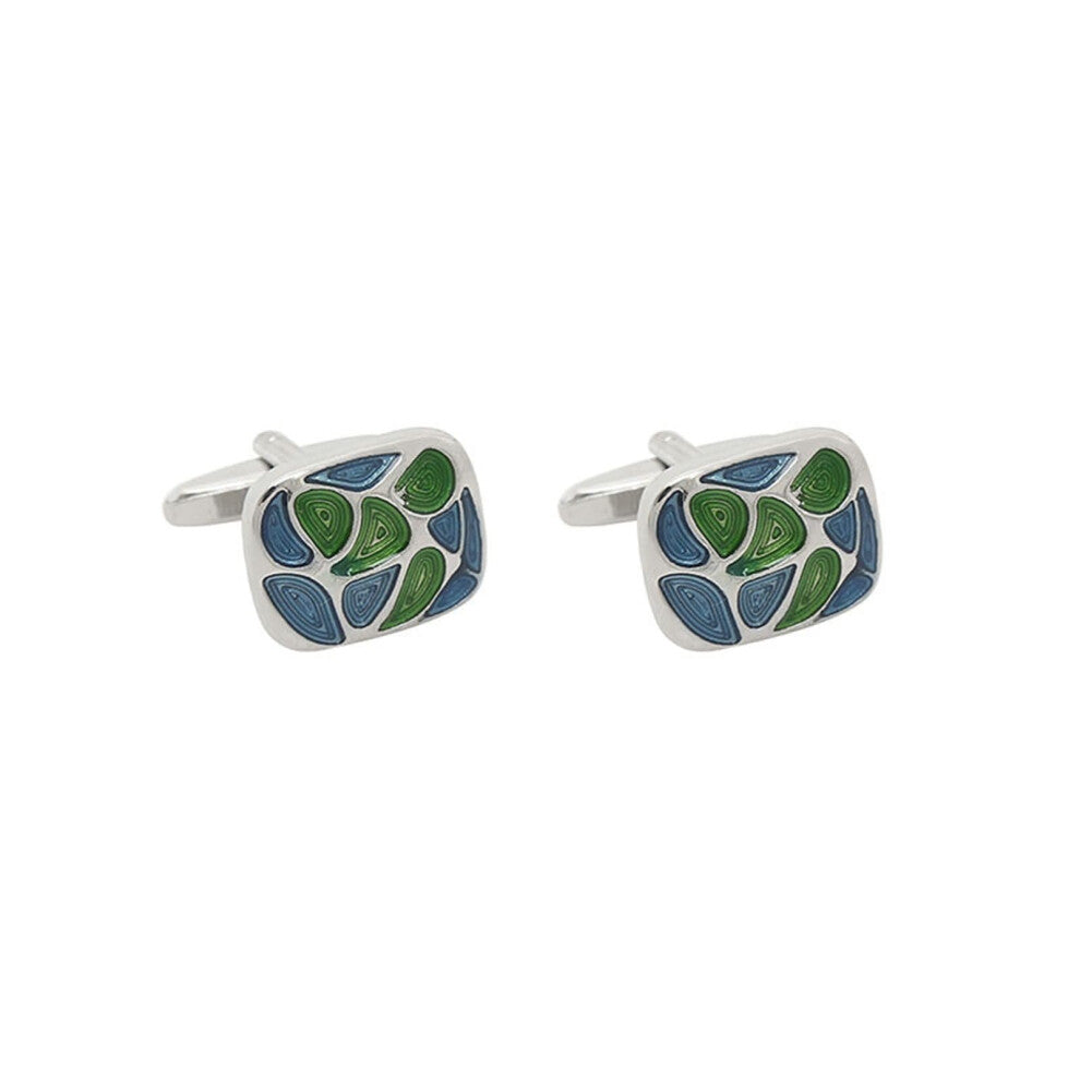Cufflinks for Men, Square Alloy Shirt Cufflinks in Blue and Green, Stylish Dress Accessories for Formal Attire