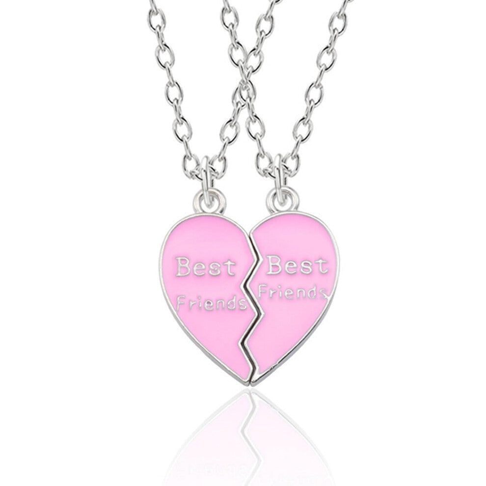 Stainless Steel Puzzle Necklace and Keyring Set - Pink Jewelry Gift for Women and Girls, Durable and Stylish Accessories