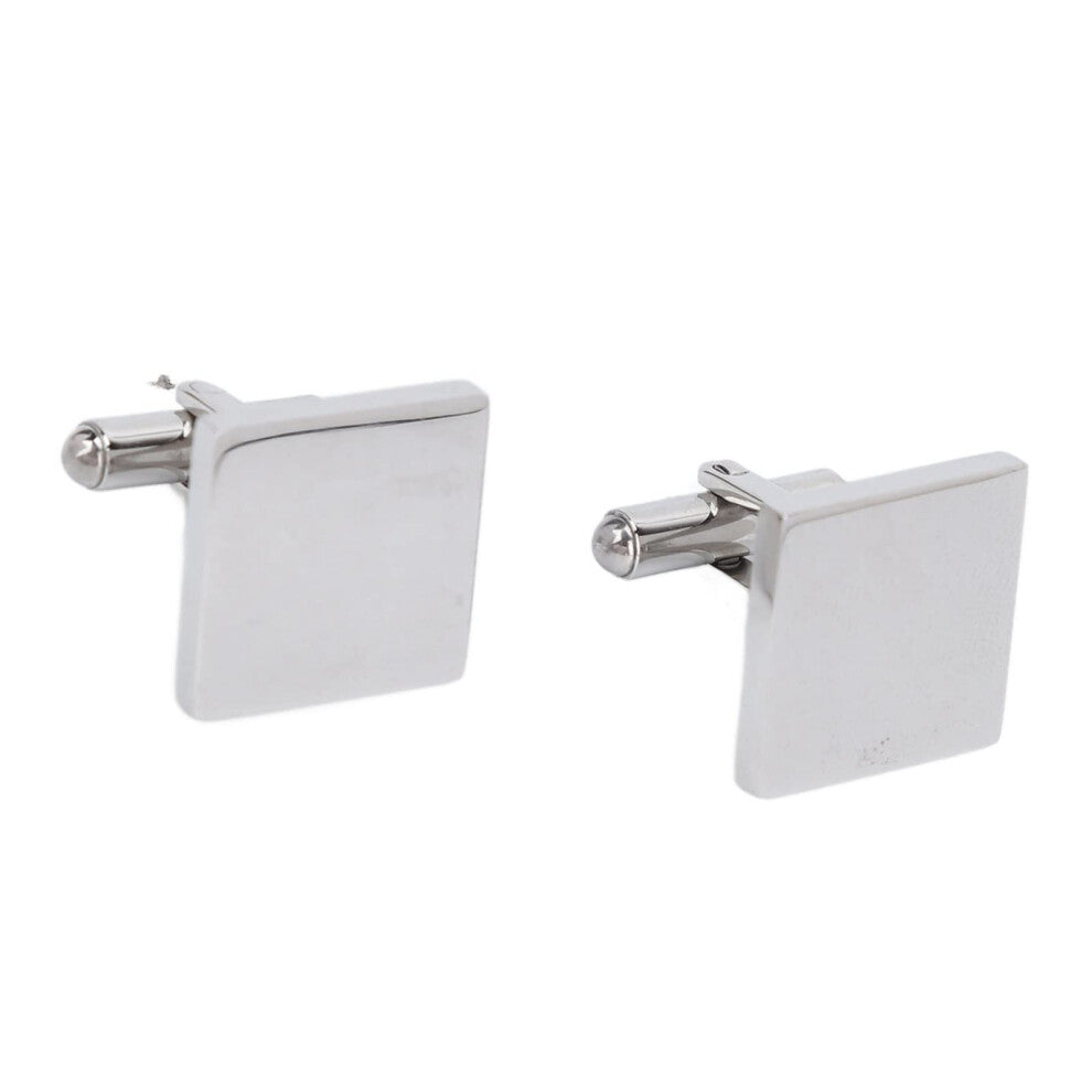 Men's Cufflinks 316L Stainless Steel, Polished Four-Sided Blank Design, Durable Metal Coating, Formal Wear Accessories