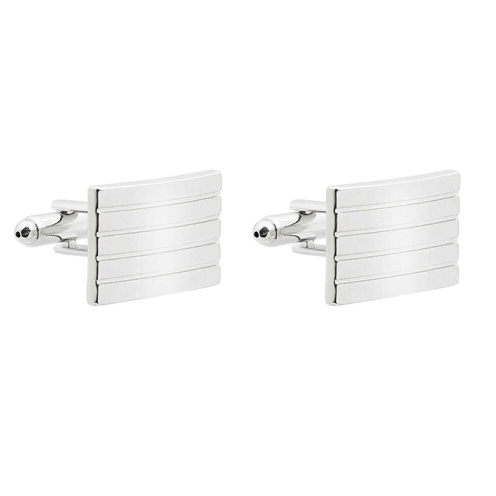 Cufflinks Men's Shirt Cuff Links Silver Alloy Rectangle Metal Cufflinks for Formal Wear No Gemstone
