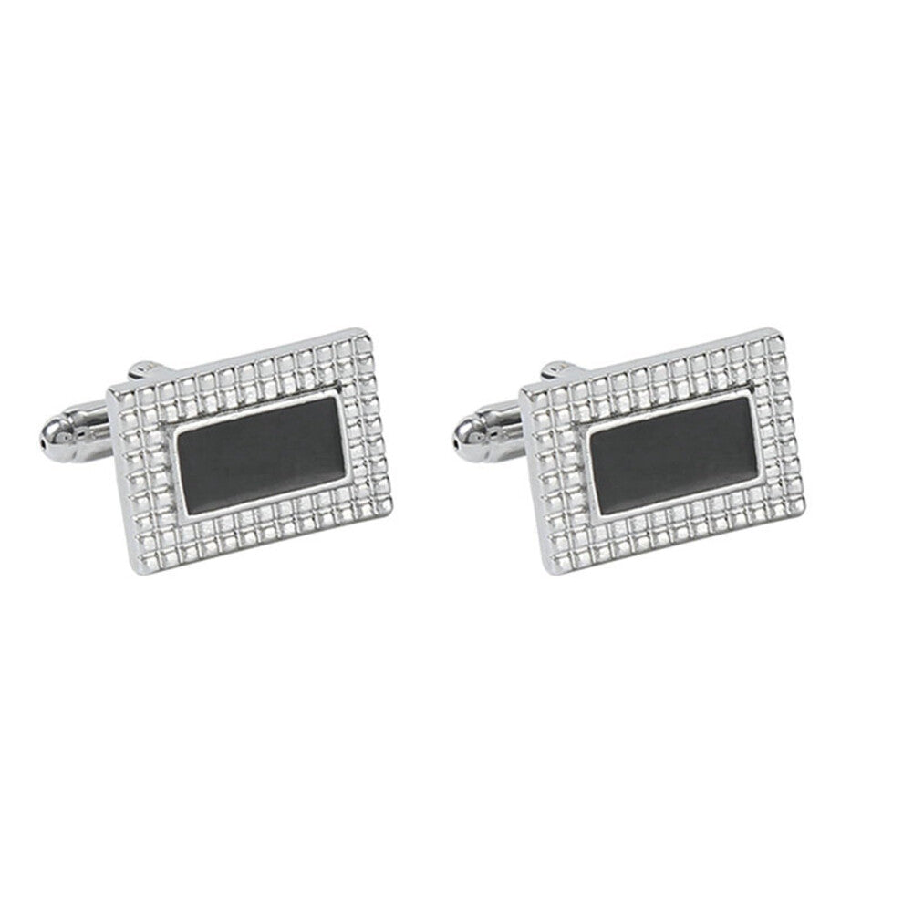Men's Slim Fit Cufflinks with Square Design and White Cubic Zirconia, Silver Wedding Cufflinks for Engagement and Anniversary