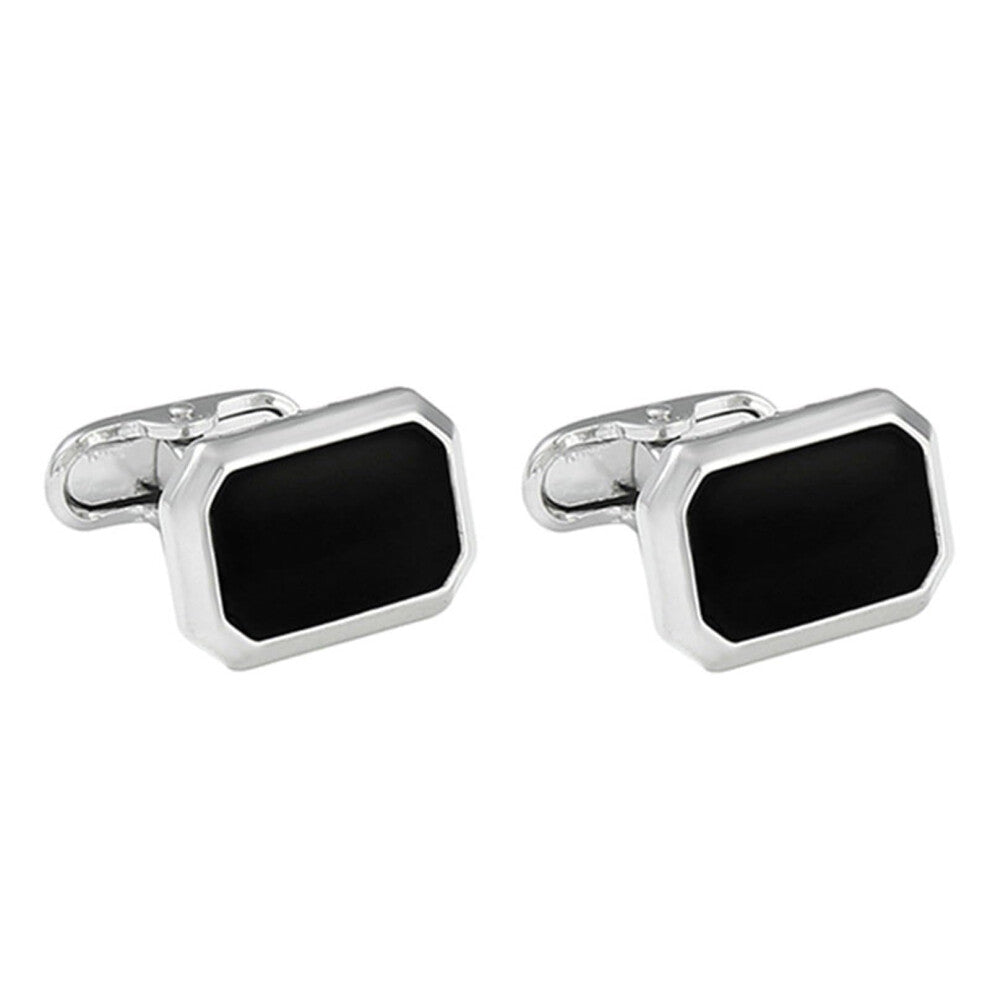 Elegant Rectangular Cufflinks for Men, Silver Business Manschettenknöpfe, Formal Accessories for Corporate Wear