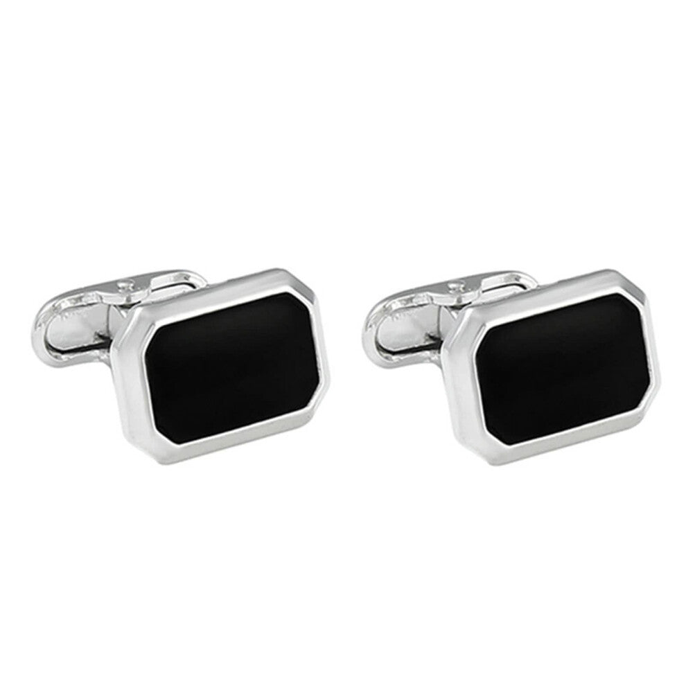 Silver Cufflinks for Men Vintage Rectangle Alloy Wedding Jewelry with Gift Box No Gemstone for Formal Shirts