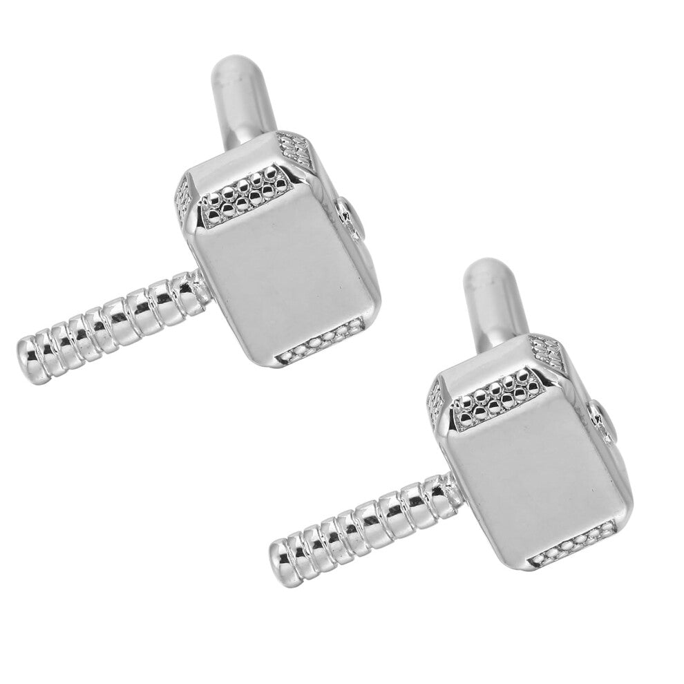 Cufflinks for Men, Silver Hammer-Shaped Cufflinks Set for Suits, Dress Shirts, Business and Wedding Attire