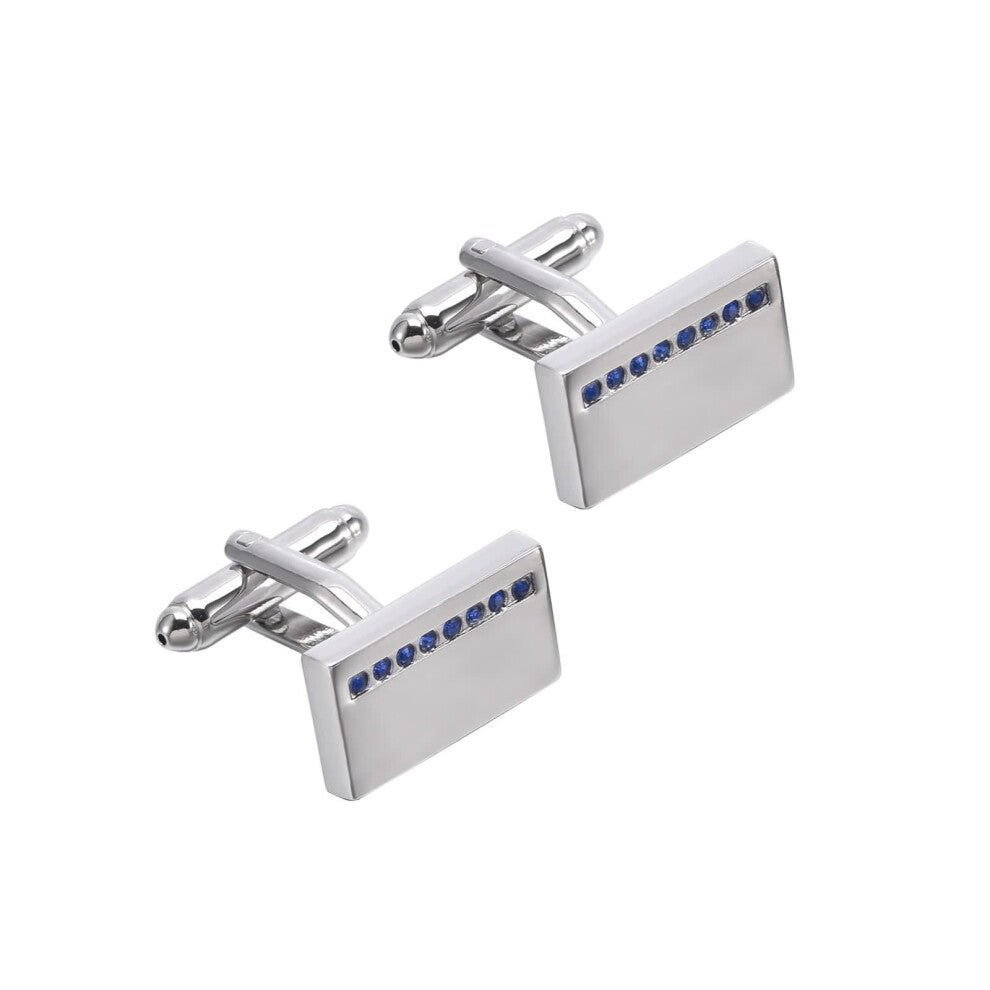 Cufflinks Men's Gemstone Cufflinks Elegant Rectangular Cubic Zirconia Silver Gold Wedding Accessories with Gift Box