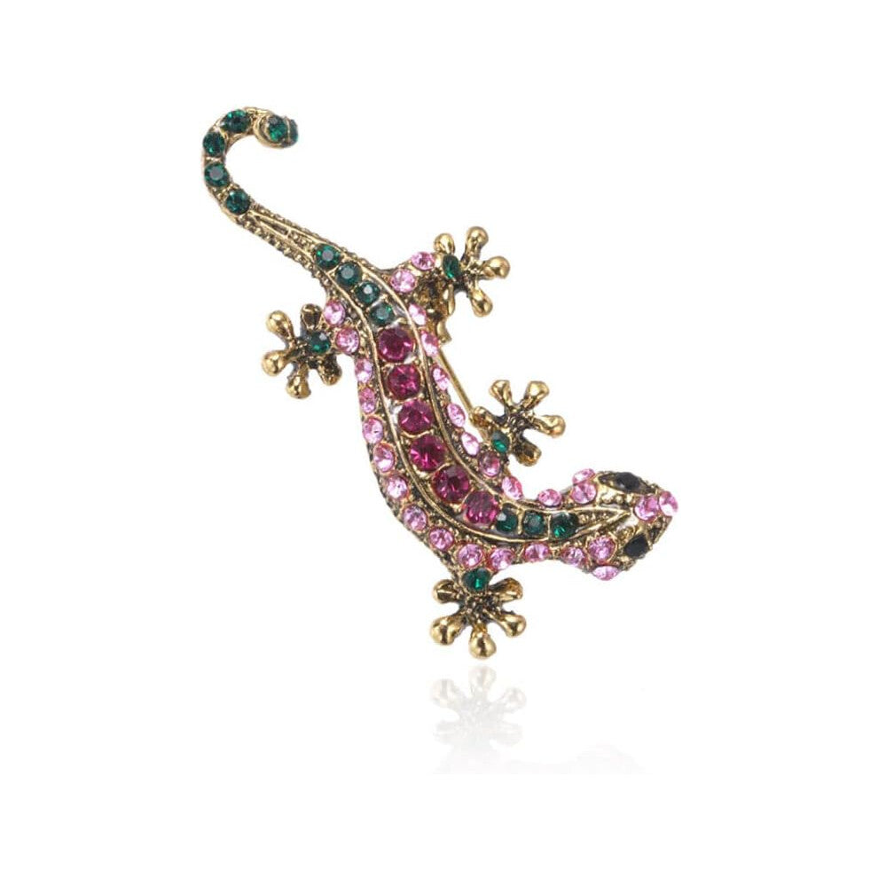 Crystal lizard brooch, retro lizard brooch, crystal gecko brooch pin, for men, women, rhinestone jewellery, useful and practical, Zinc