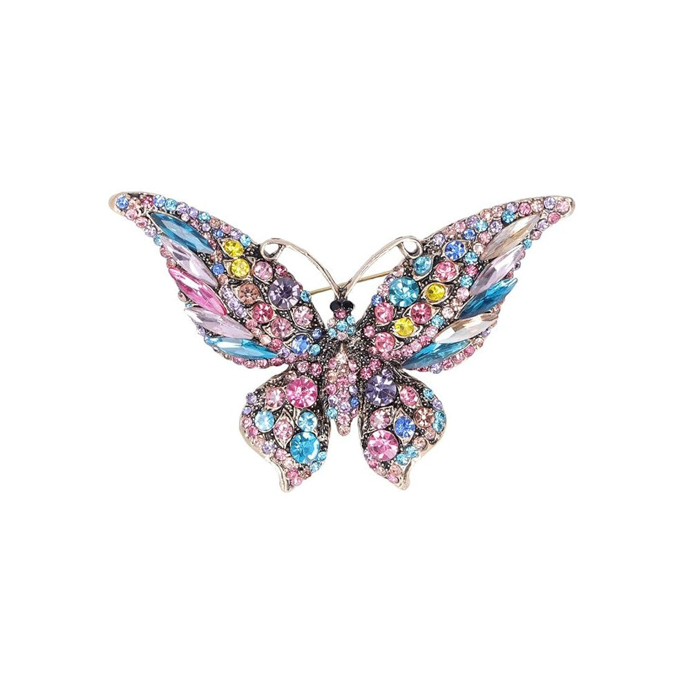 Women Girls Large Crystal Safety Butterfly Brooches Pins Lady Wedding Rainbow Rhinestone Brooches Jewellery Decorative Brooches Pins Brooches & Pins