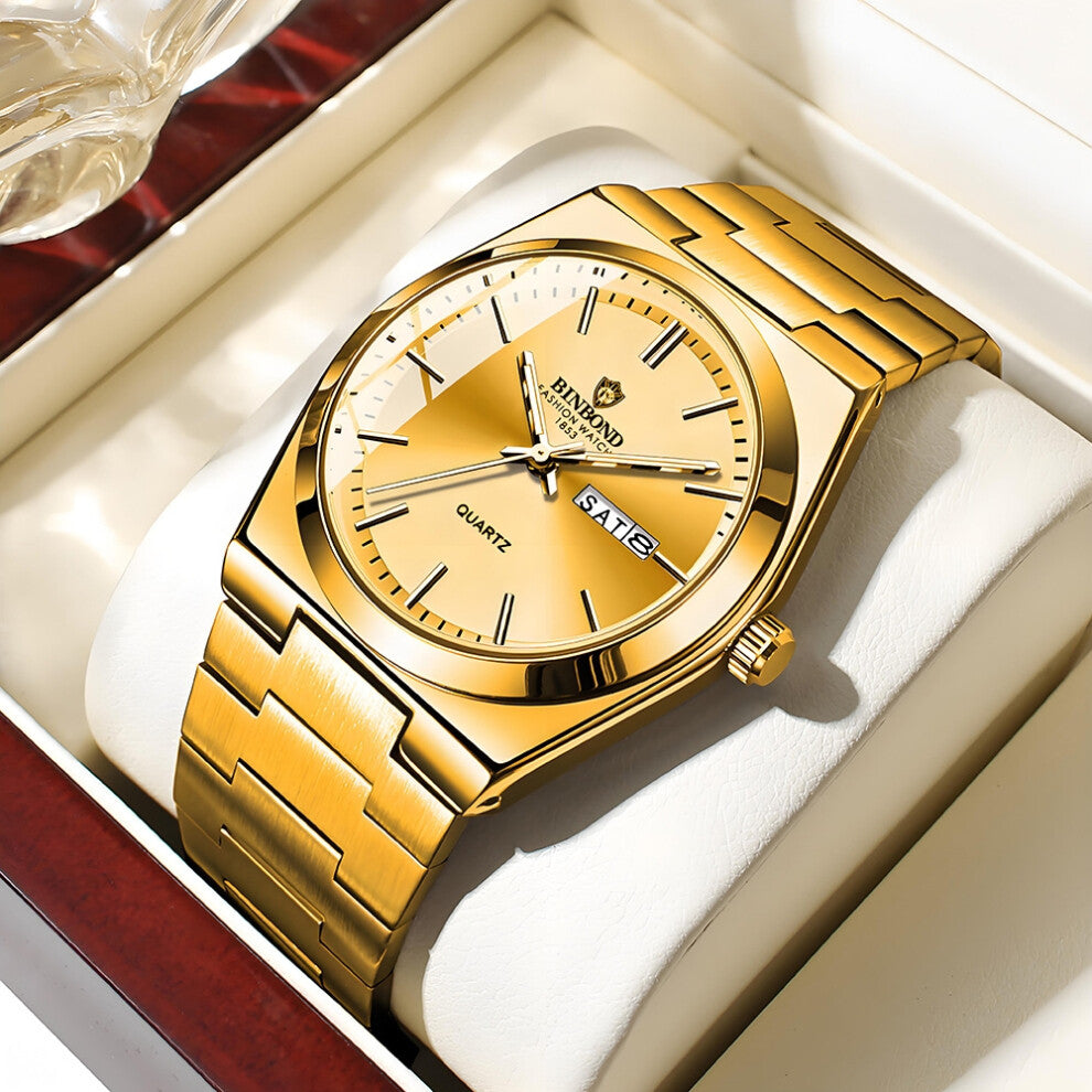 (All gold - gold surface) Men's watches, fully automatic, fashionable, business and trendy men's brand-name wristwatches
