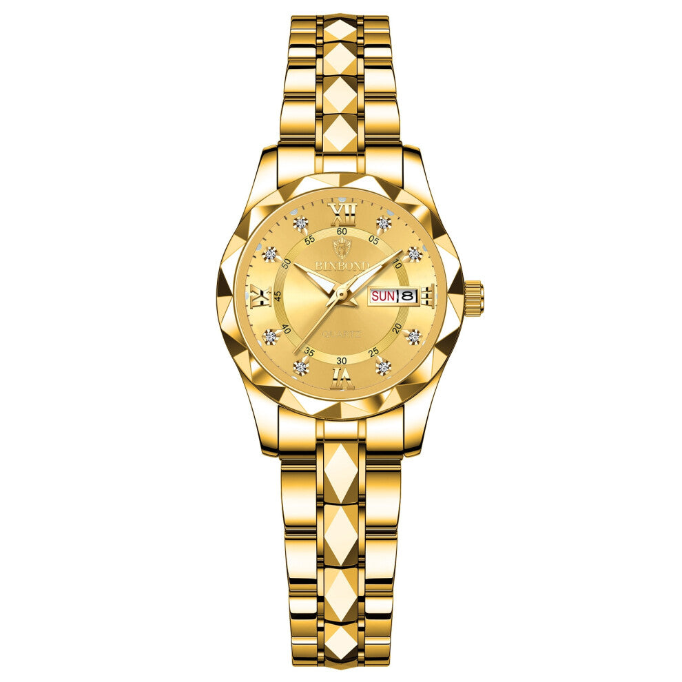 (Women's style - all gold - Gold surface) Ladies' watches, female students' fashionable luminous watches, women's light luxury quartz wristwatches