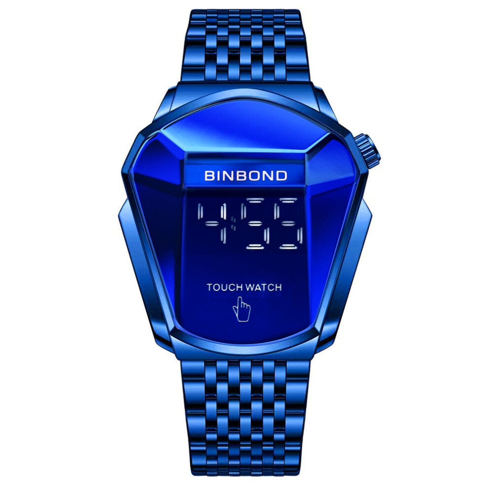 (Touch screen - Blue steel blue) Men's watches, trendy watch style, motorcycle concept watches, men's black technology watches