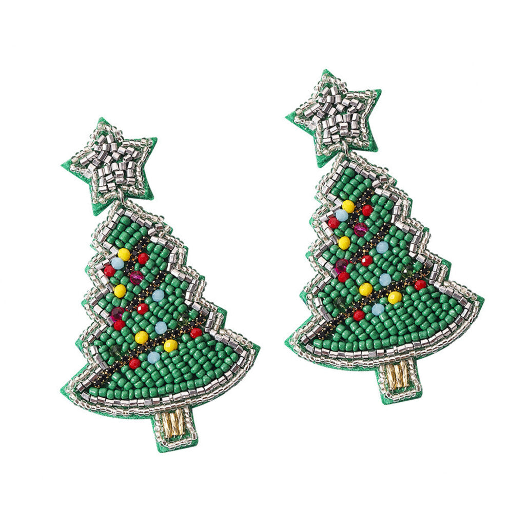 Unique Handcrafted Christmas Earrings-five pointed star ch