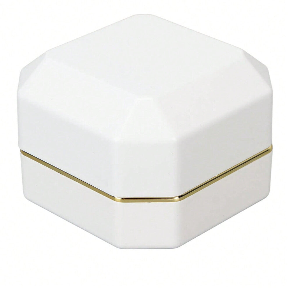 (white) Earring Gift Box Jewelry Display Case LED Lighted Jewelry Gift Box Earring Ear Stud Display Case for Proposal Engagement Wedding