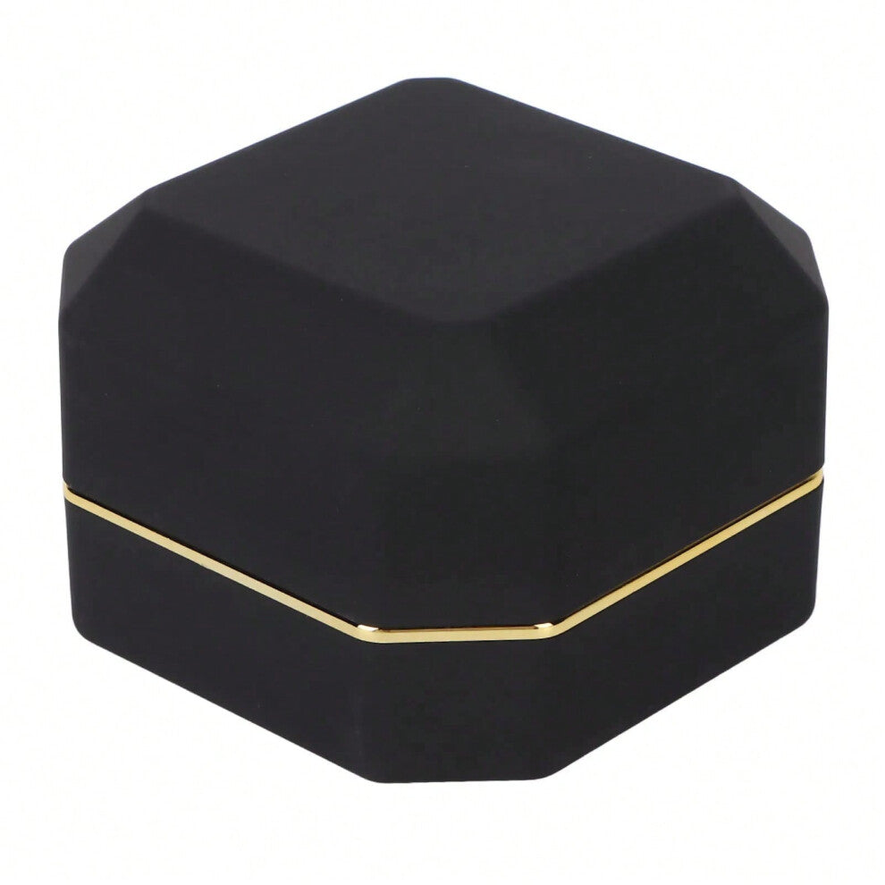 (black) Earring Gift Box Jewelry Display Case LED Lighted Jewelry Gift Box Earring Ear Stud Display Case for Proposal Engagement Wedding
