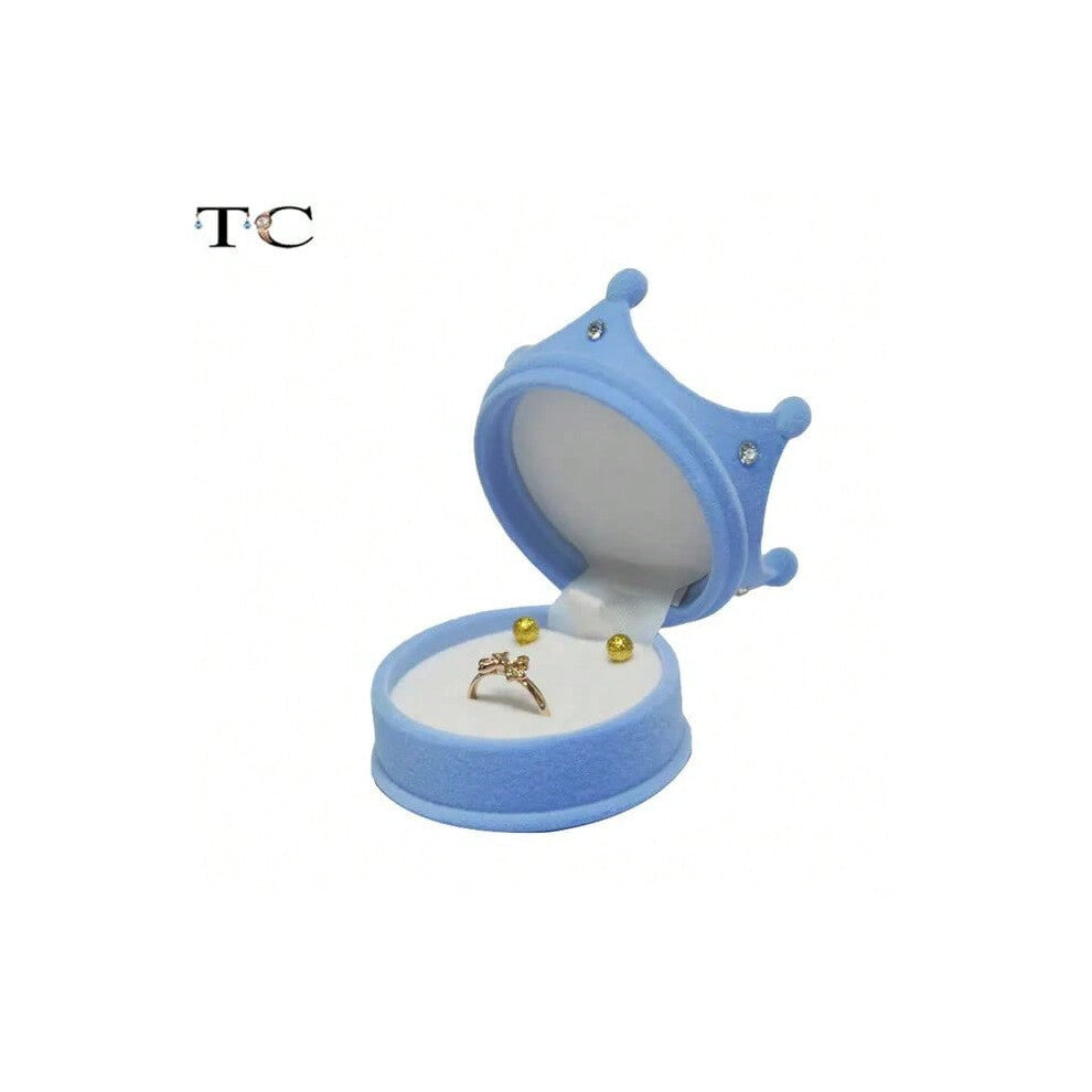 (Crown Blue) Creative Velvet Jewelry Box Mini Container Ring Box Earrings Rings Storage Box Small Accessories Display Gift Box