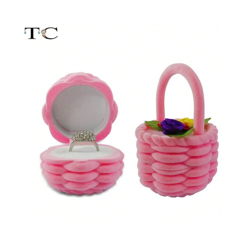 (Basket) Creative Velvet Jewelry Box Mini Container Ring Box Earrings Rings Storage Box Small Accessories Display Gift Box