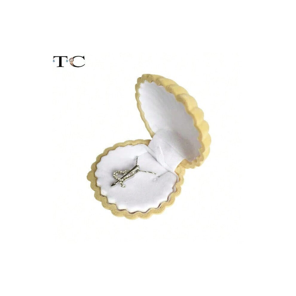 (Shell Yellow) Creative Velvet Jewelry Box Mini Container Ring Box Earrings Rings Storage Box Small Accessories Display Gift Box