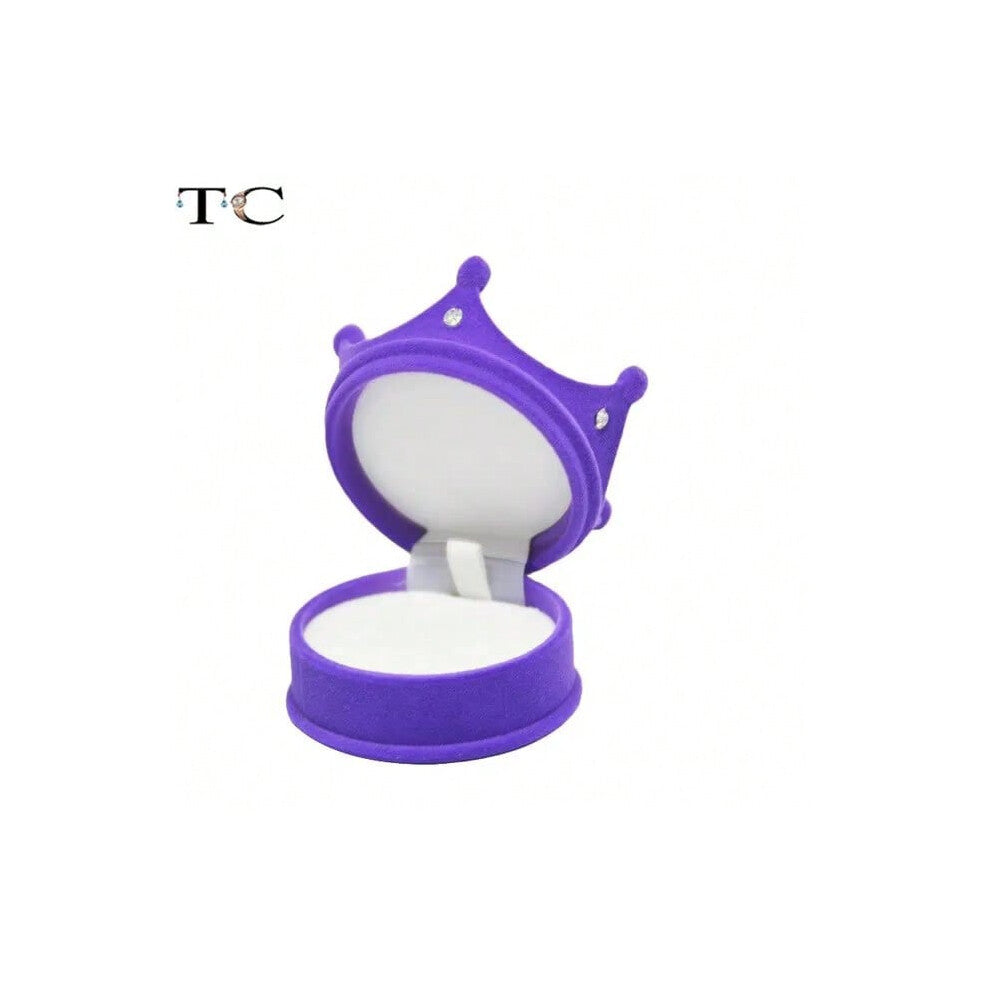 (Crown Purple) Creative Velvet Jewelry Box Mini Container Ring Box Earrings Rings Storage Box Small Accessories Display Gift Box