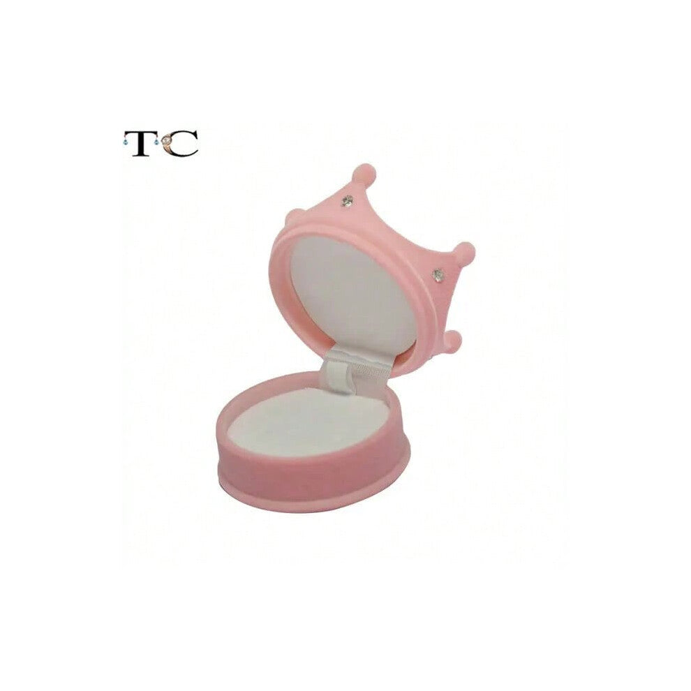 (Crown Pink) Creative Velvet Jewelry Box Mini Container Ring Box Earrings Rings Storage Box Small Accessories Display Gift Box