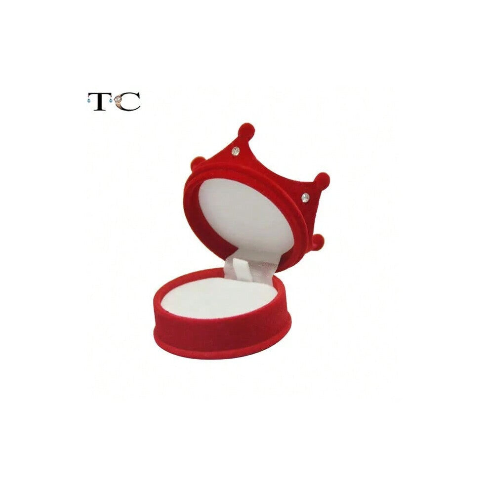 (Crown Red) Creative Velvet Jewelry Box Mini Container Ring Box Earrings Rings Storage Box Small Accessories Display Gift Box
