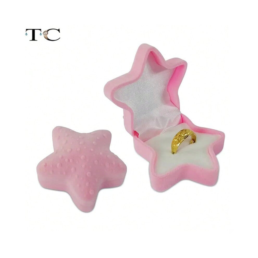 (Starfish Pink) Creative Velvet Jewelry Box Mini Container Ring Box Earrings Rings Storage Box Small Accessories Display Gift Box
