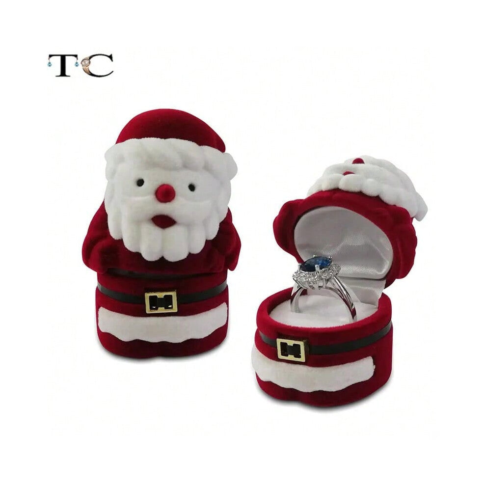 (Santa) Creative Velvet Jewelry Box Mini Container Ring Box Earrings Rings Storage Box Small Accessories Display Gift Box
