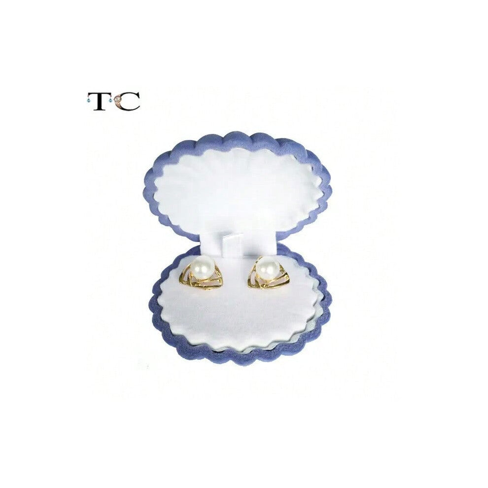(Shell Blue) Creative Velvet Jewelry Box Mini Container Ring Box Earrings Rings Storage Box Small Accessories Display Gift Box