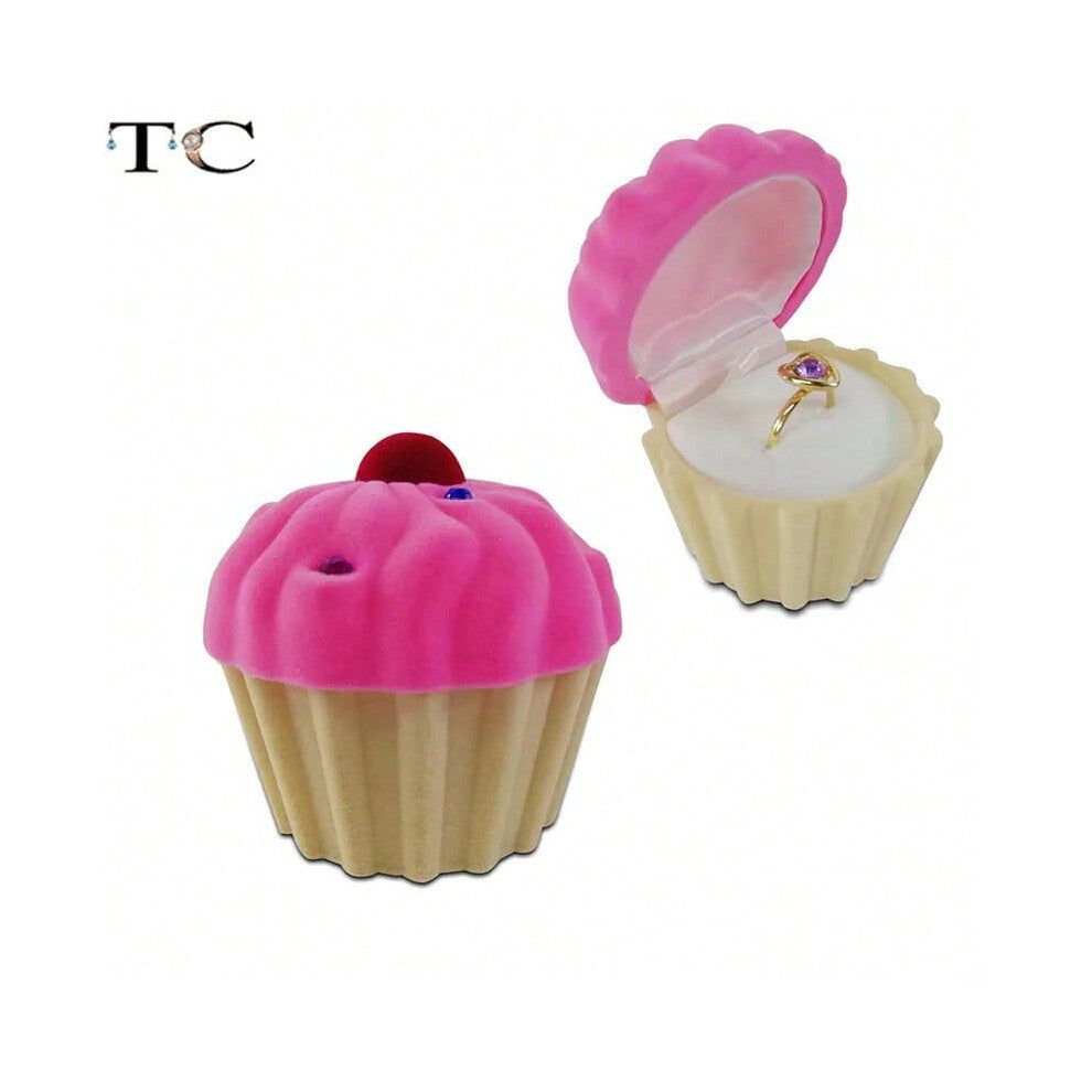 (Cup Cake) Creative Velvet Jewelry Box Mini Container Ring Box Earrings Rings Storage Box Small Accessories Display Gift Box