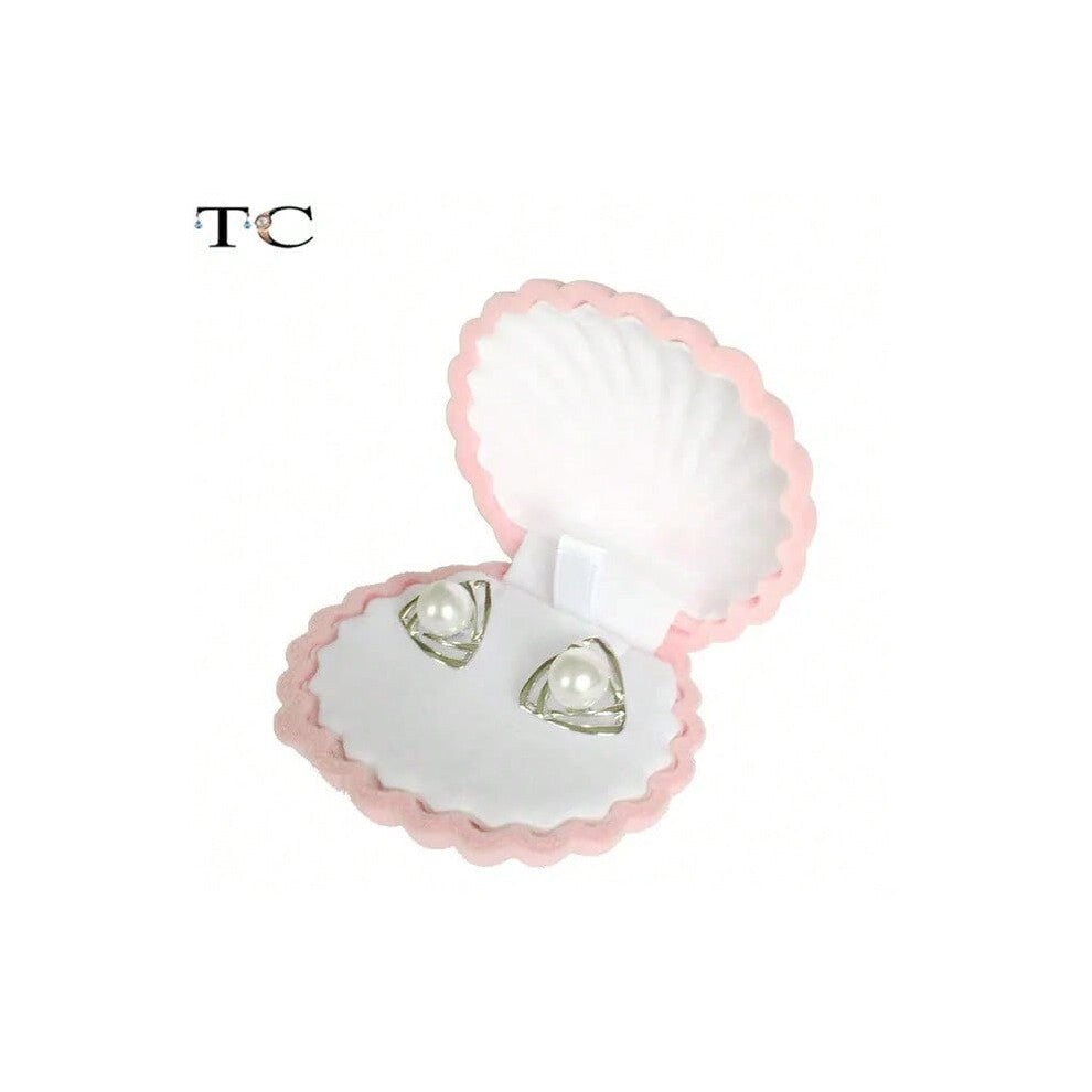 (Shell Pink) Creative Velvet Jewelry Box Mini Container Ring Box Earrings Rings Storage Box Small Accessories Display Gift Box