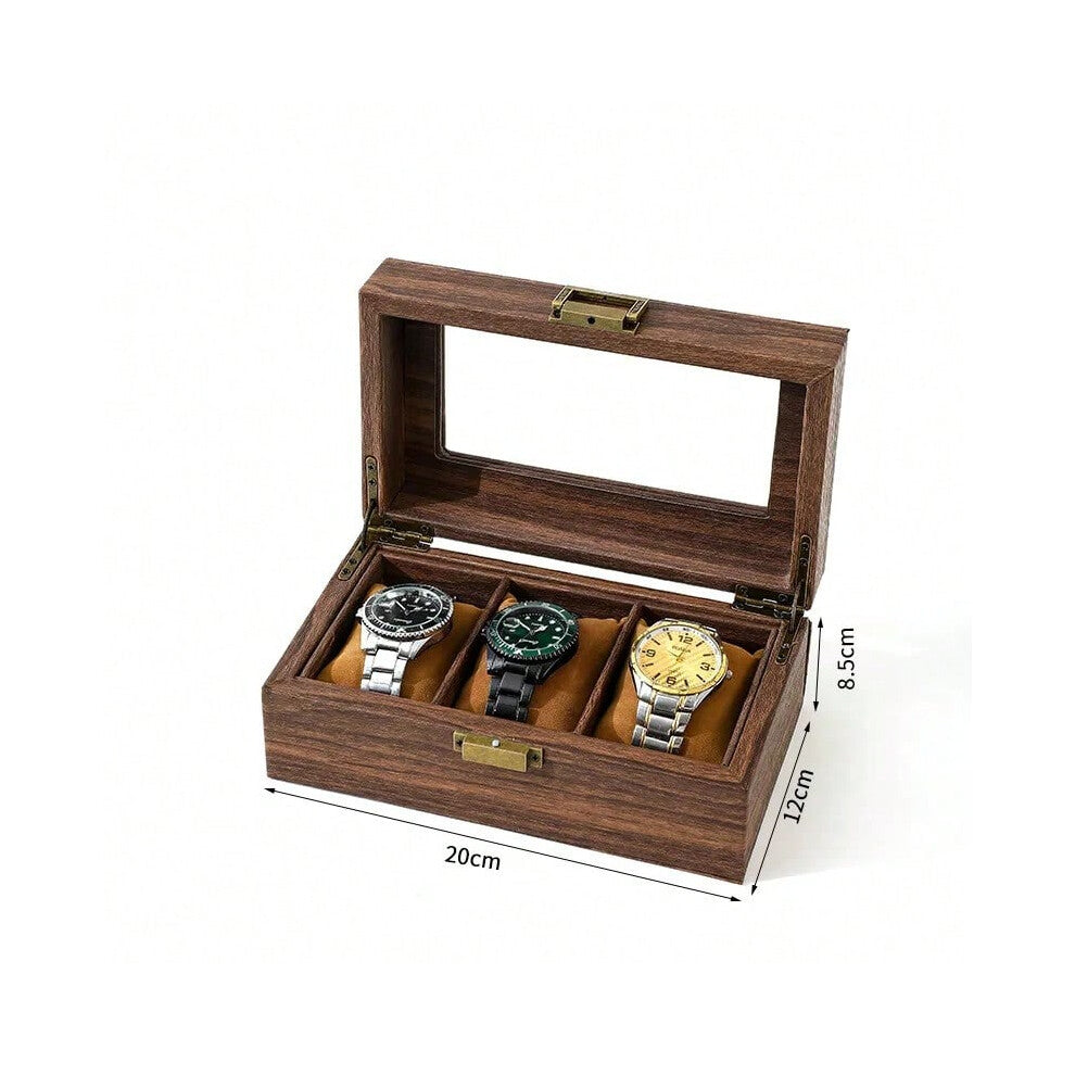 (wood grain 3) Retro new brown wood grain leather watch display box dirt-resistant moisture-proof  environmentally friendly  pu leather box