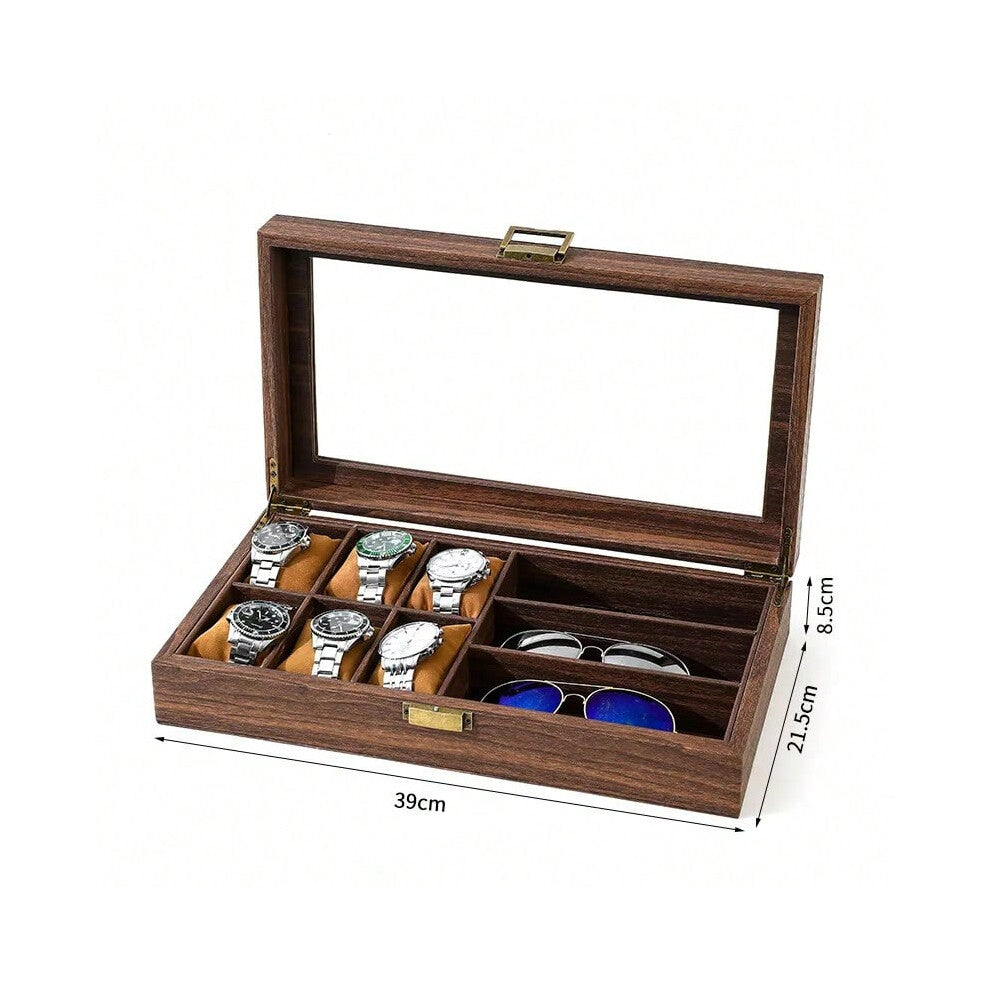 (wood grain 9) Retro new brown wood grain leather watch display box dirt-resistant moisture-proof  environmentally friendly  pu leather box