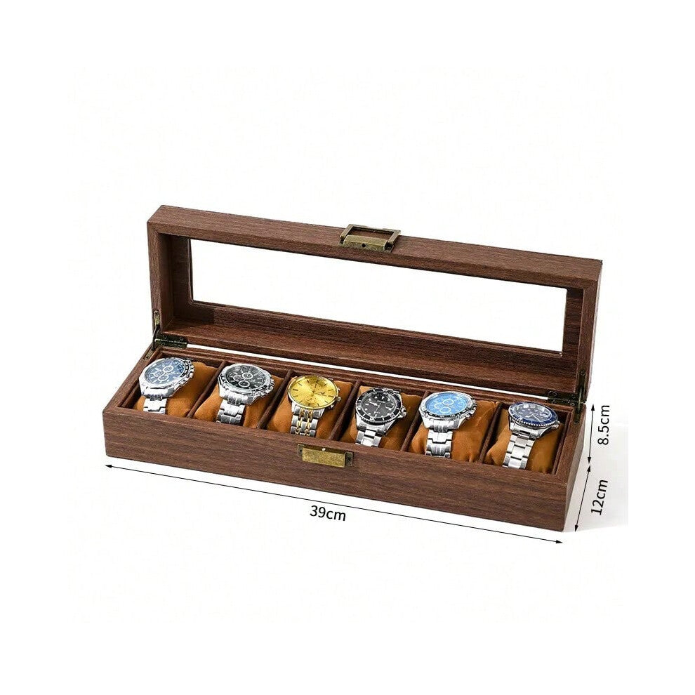 (wood grain 6) Retro new brown wood grain leather watch display box dirt-resistant moisture-proof  environmentally friendly  pu leather box
